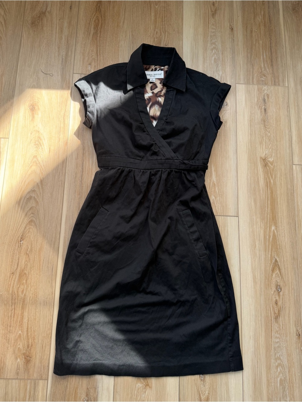 Classic Black Collared Wrap Dress